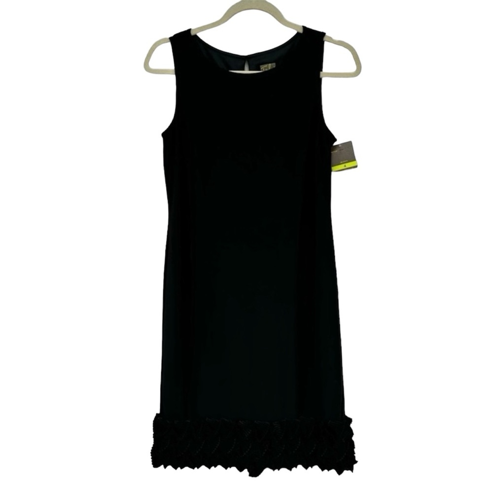 TAYLOR Black Sleeveless Lined Ruffle Hem NEW Dress 4